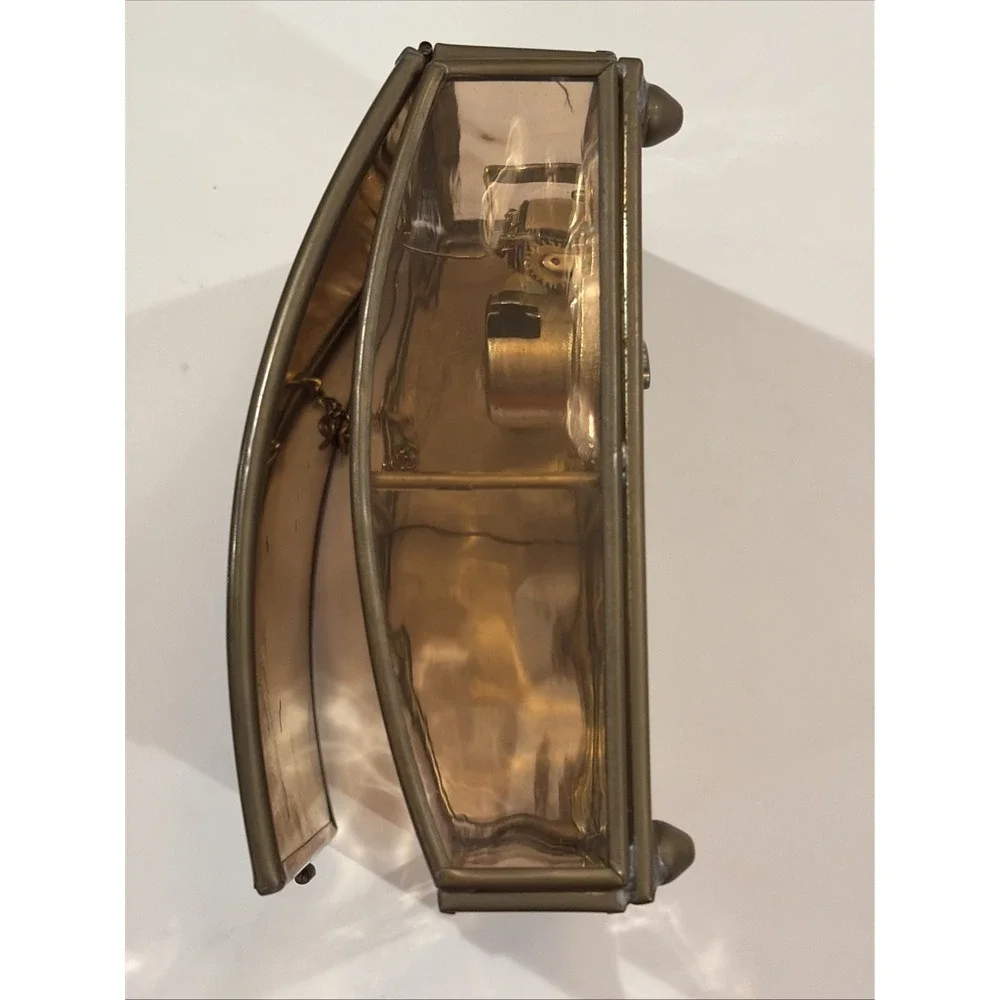 Vintage Via Vermont Glass & Brass Mirrored Jewelry Music Box – 